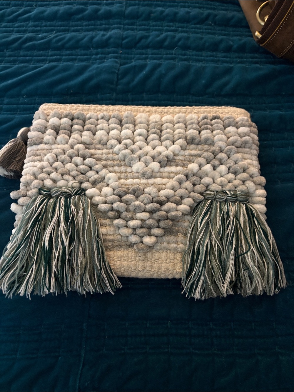 Universal Thread Crochet Tassel Clutch Makeup Bag